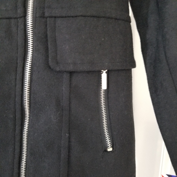 Miss London Wool Blend Zip-Up Collared Coat in Black Women's Size S - Picture 3 of 5